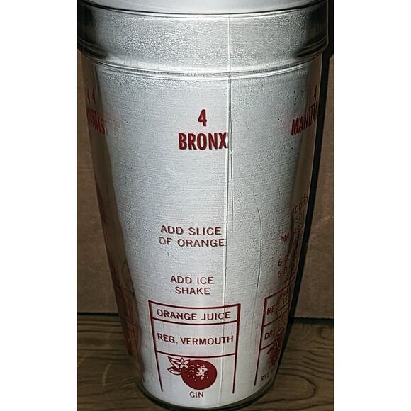 Vintage Barware Bloomfield Industries Glass Shaker Tumbler Drink Mix Recipes - Picture 1 of 6